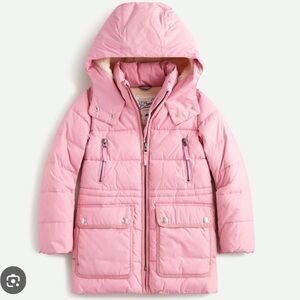 Girls Crewcuts J Crew Pink Puffer Primo loft Coat  XL NWT